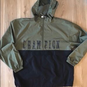 Champion Color Block Logo Nylon Hoodie L